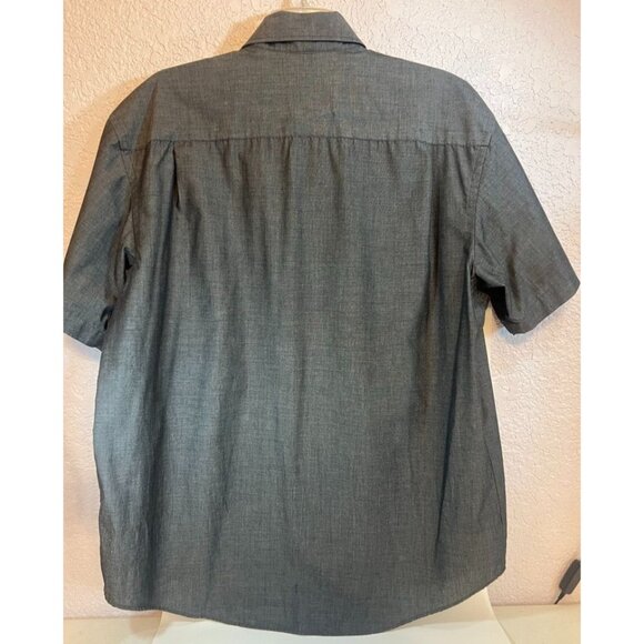 Van Heusen Mens Short Sleeve Button-Up Shirt L/G Gray Cotton/Polyester - Picture 2 of 6